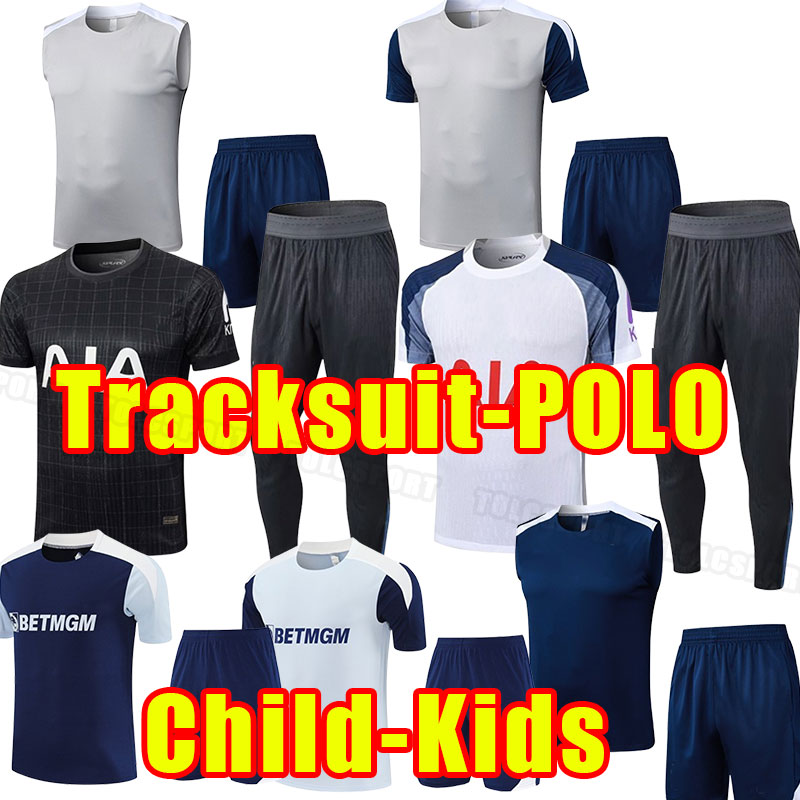 Soccer Tracksuit Tottenham Kit 25/26: Men's short Sleeve Training Suit - Football Tracksuit, Lightweight & Breathable polo child kids
