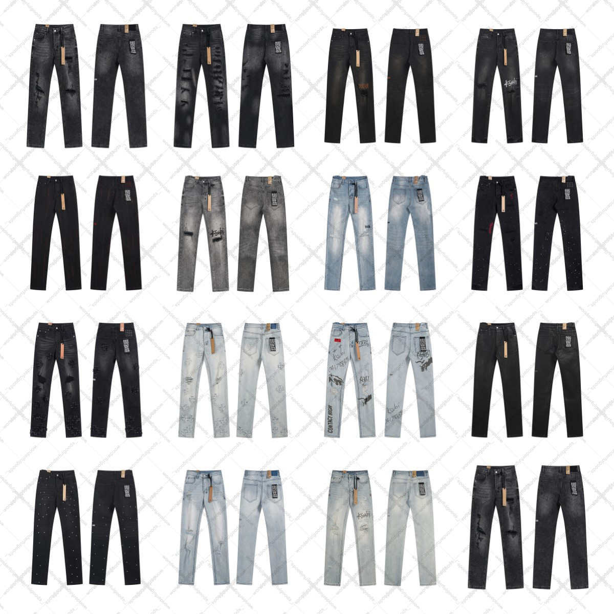 Mens designer jeans ksubi jeans ripped jeans for men skinny broken hole bike motorcycle rock revival pants
