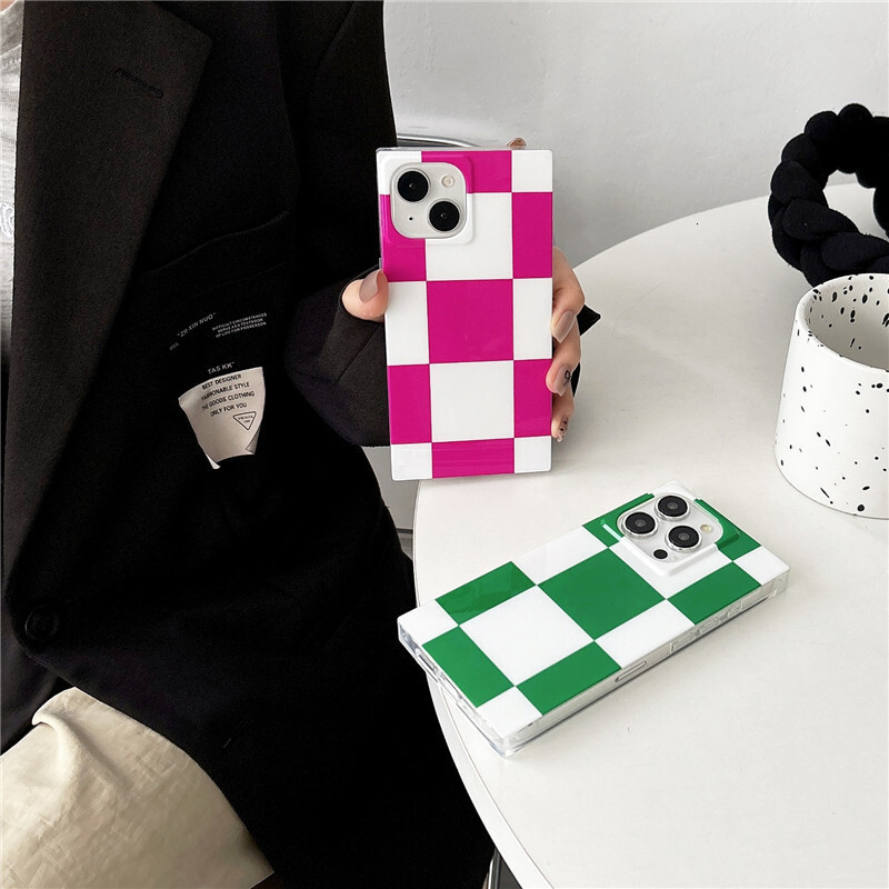 Japanese and Korean Style Simple Square Grid Suitable for iPhone 17 Pro Max Apple 16 Phone Case Glossy Anti-drop 15 Soft