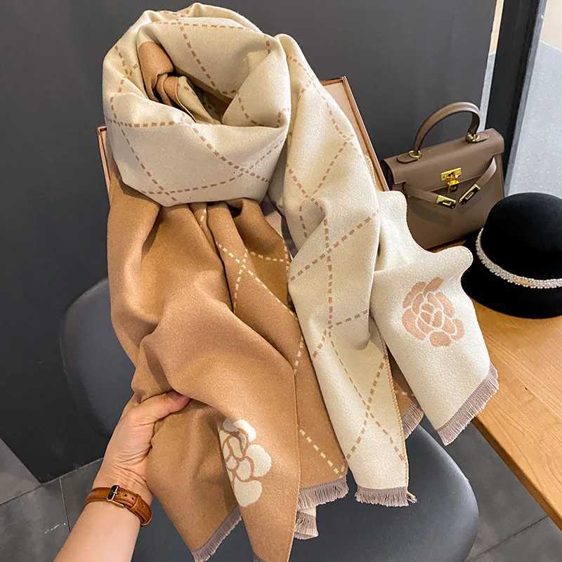 Winter promotion womens fashion luxury warm scarf shawl small fragrance printed cloak cashmere material thickened shawl womens Y251211