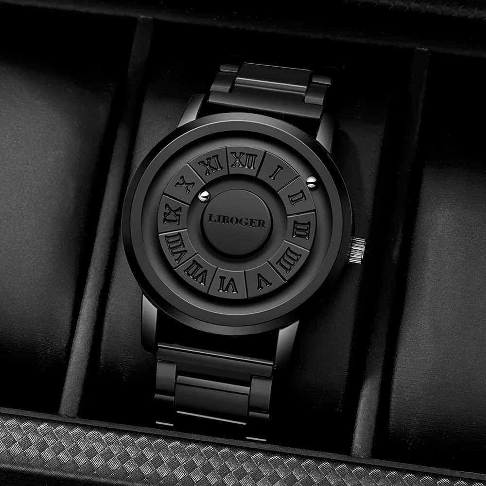 4PCS Mens Watch Jewelry Set Fashion Magnetic Suspension Quartz Watches Casual Sports Roma Dial Wristwatches Without Box Y251212