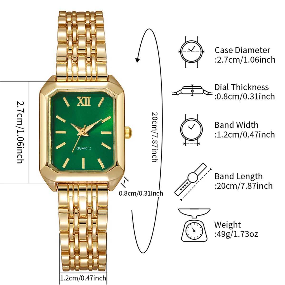 2PCS/Set Fashion Square Roma Dial Women Wristwatches Ladies Alloy Strap Watch Rhinestone Bracelet Set Without Box Y251212