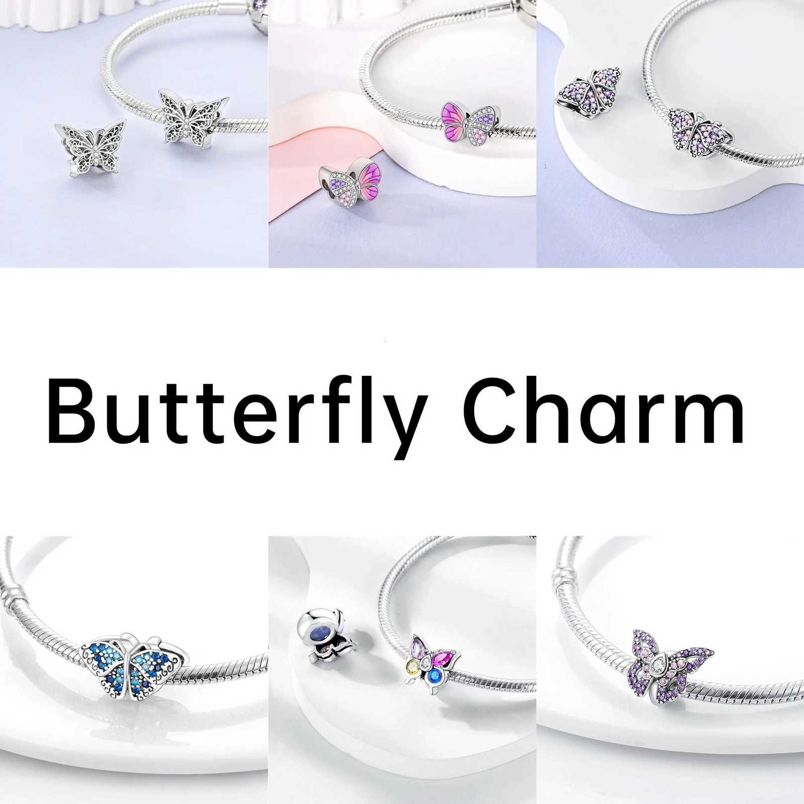 Dangle Charm 925 Sier e Zircon Fly Butterflies Charms Fit Bracelet DIY Jewelry For Wen Gift Y251212