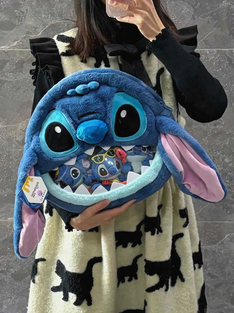 Disney New Genuine Cartoon Cute Stitch Plush Backpack Crossbody Bag Cartoon Design Adult Gift Wholesale H251212
