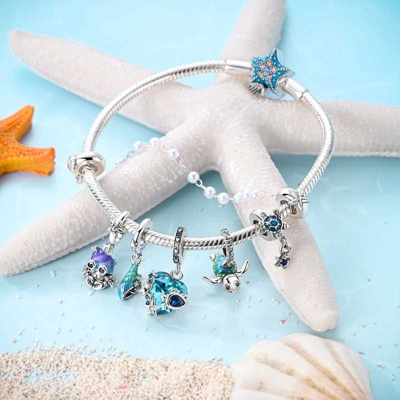 Fashion 925 Sterling Sier Summer Ocean World Series Sea Turtle Starfish Crab Octopus Charms Beads Fit 925 Bracelet DIY Jewelry Y251212
