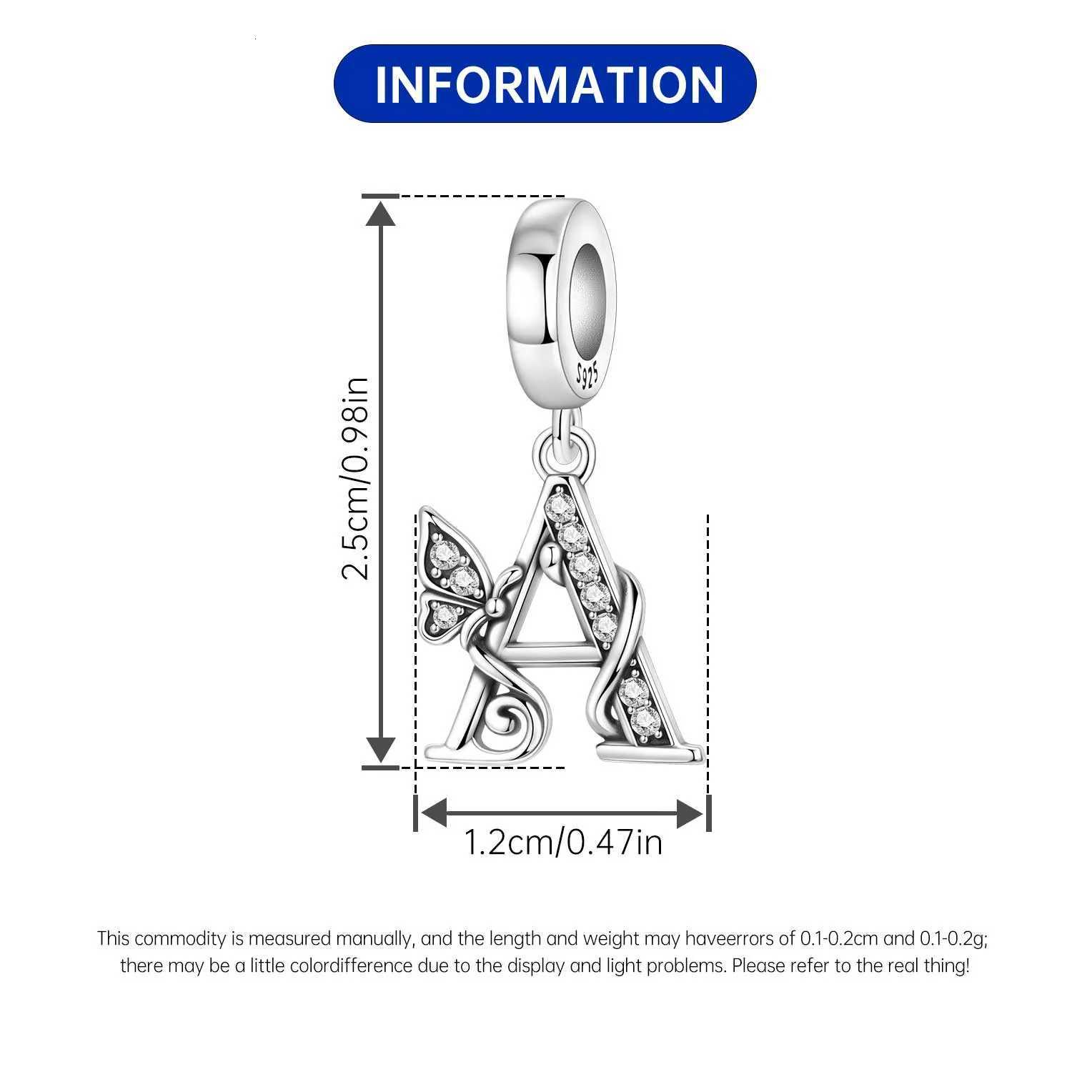 925 Sterling Sier CZ Zircon A-Z 26 Letter Charms bet Beads Pendant Fit Bracelet Necklace DIY Jewelry Y251212