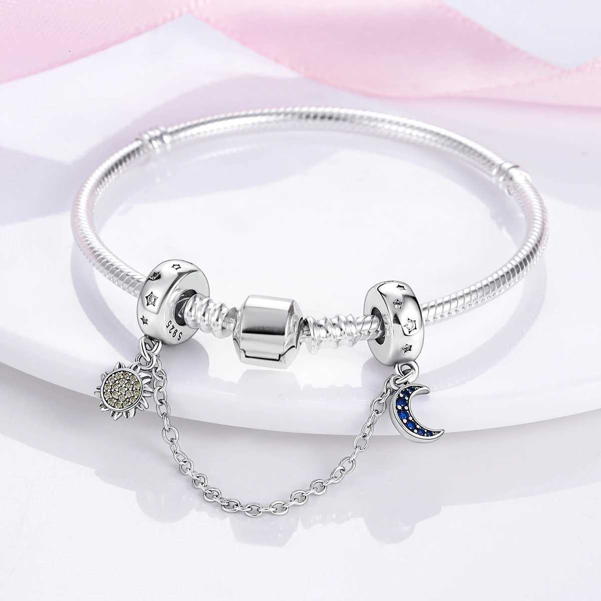 Safety Chain Clasp Clip Charm 925 Sier Moon Star Fit Bracelet DIY For Wan Girl Jewelry Y251212