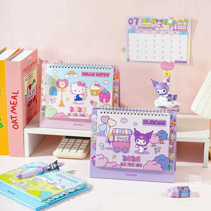 Sanrio 2026 New Hello Kitty KUROMI Cinnamonroll MELODY Cute Series Small Calendar Student Memo Office Desktop Vertical Calendar H251212