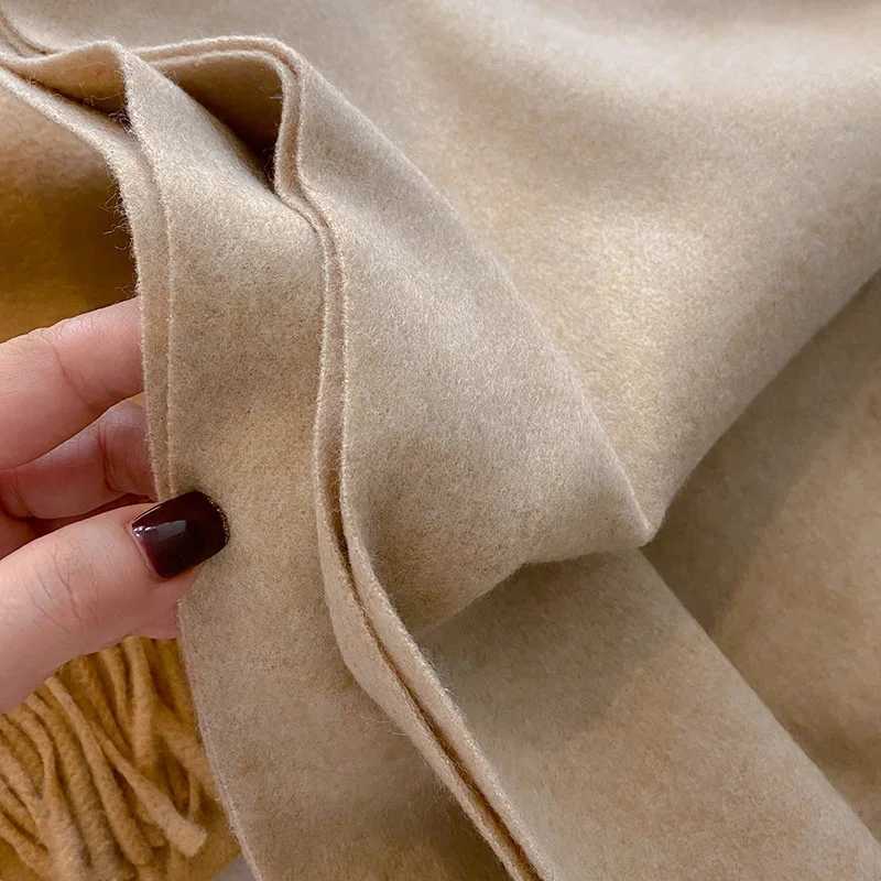 2025 Winter Wool Scarf For Women Long Warm Cashmere Scarves Hijab Solid Lady Shawl Wrap Female Pashmina Bandana Head Scarfs New Y251211