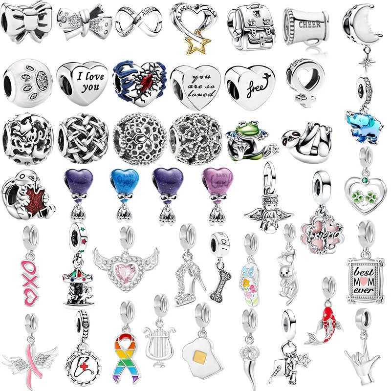 2025New Lucky - Charm Beads European Fit Sier Bracelet Necklace Beads For Diy Jewelry Wen Gift Y251212