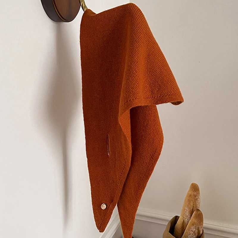 Knitted Scarf Women 100 Wool Winter Warm Scarves Bright Solid Color Design Thickened Shawl Soft Triangle Pashmina Neckerchief Y251211