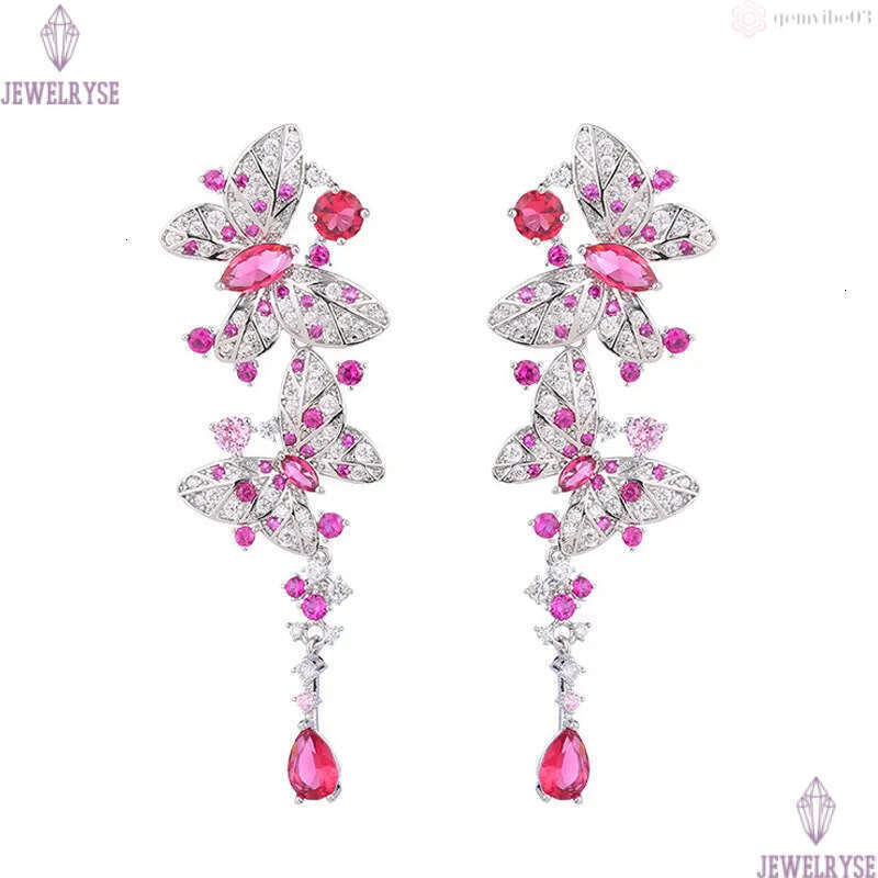 luxury butterfly dangle earring designer for woman S925 post party rose AAA zirconia silver white diamond earrings South American Wedding Engagment Je