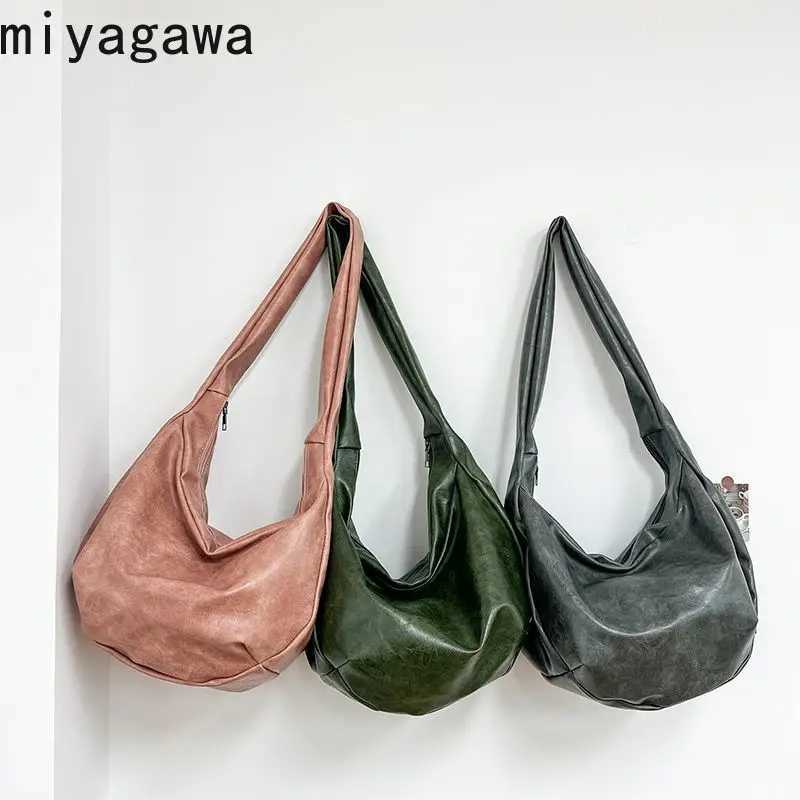 Miyaga Crossbody Casual PU Tote Bags Single Shoder Fi Men and Wen Large Capacity Cmuting Bag Y251211