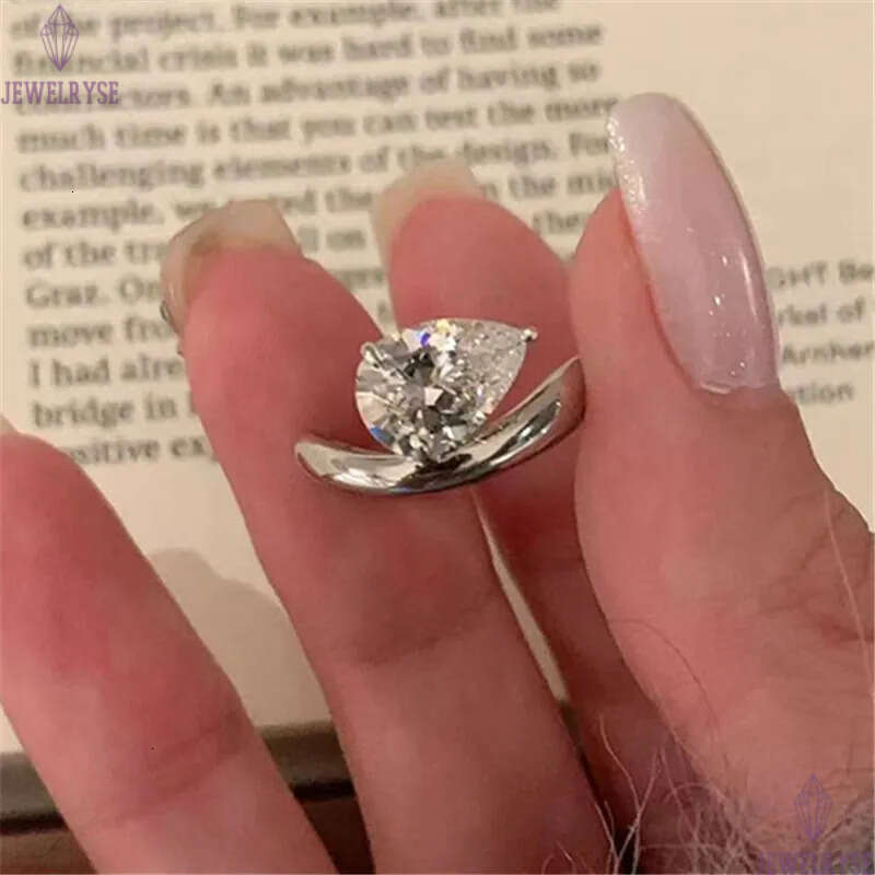 original classic 2ct pear 925 sterling silver designer ring for woman wedding bands eternity lady 5A cubic zirconia luxury engagement diamond rings je