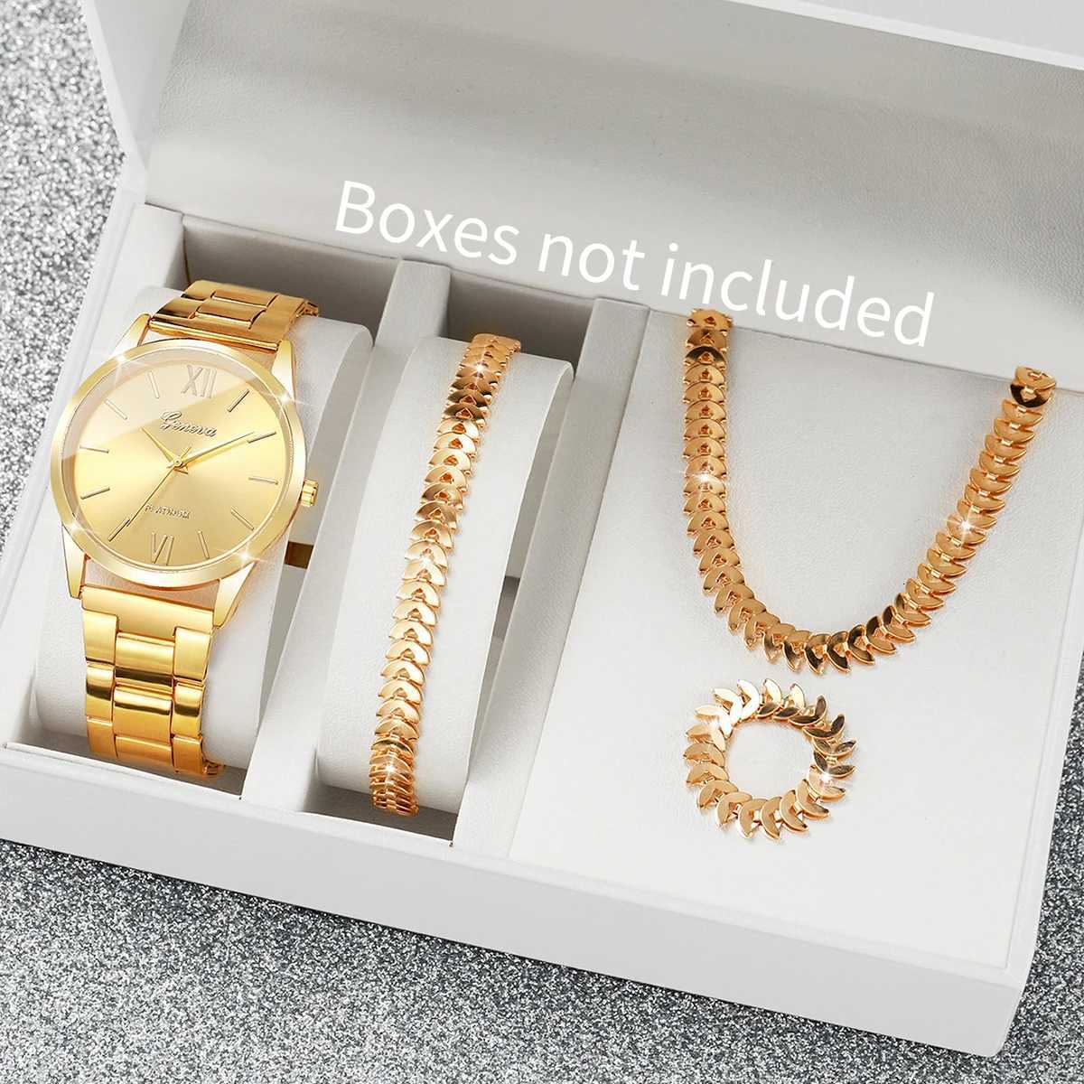 2/4PCS Fashion Roma Dial Ladies Wristwatch Luxury Women Quartz Watches Jewelry Set Reloj Mujer Without Box Y251212