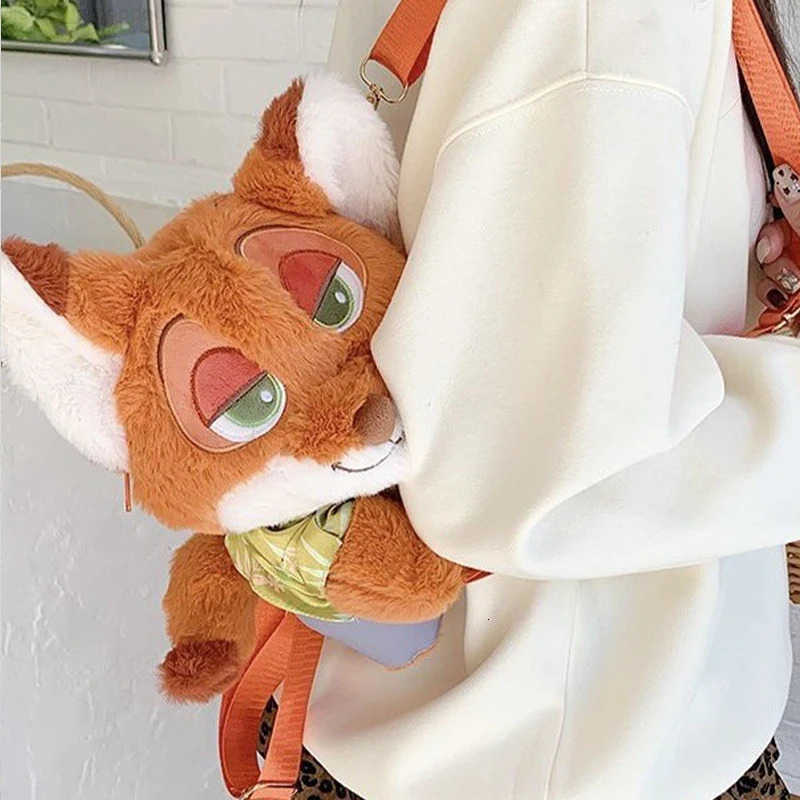 Disney Zootopia Plush Backpack Nick Wilde Judith Laverne Hopps Doll Crossbody Bag Cartoon Shoulder Bag Christmas Birthday Gift H251212