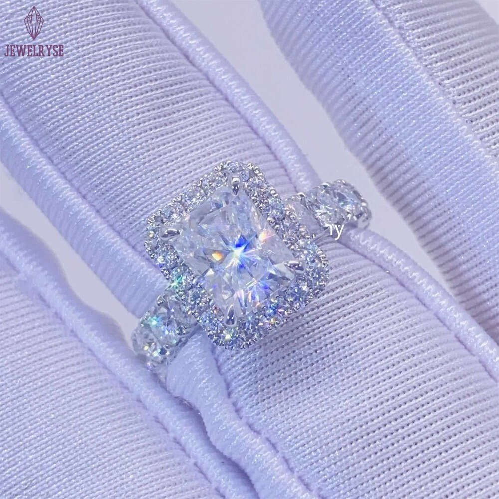 Vintage Boutique 2CT Radiant Diamond 10k white Solid Gold Moissanite Engagement Ring Wedding Bridal Jewelry