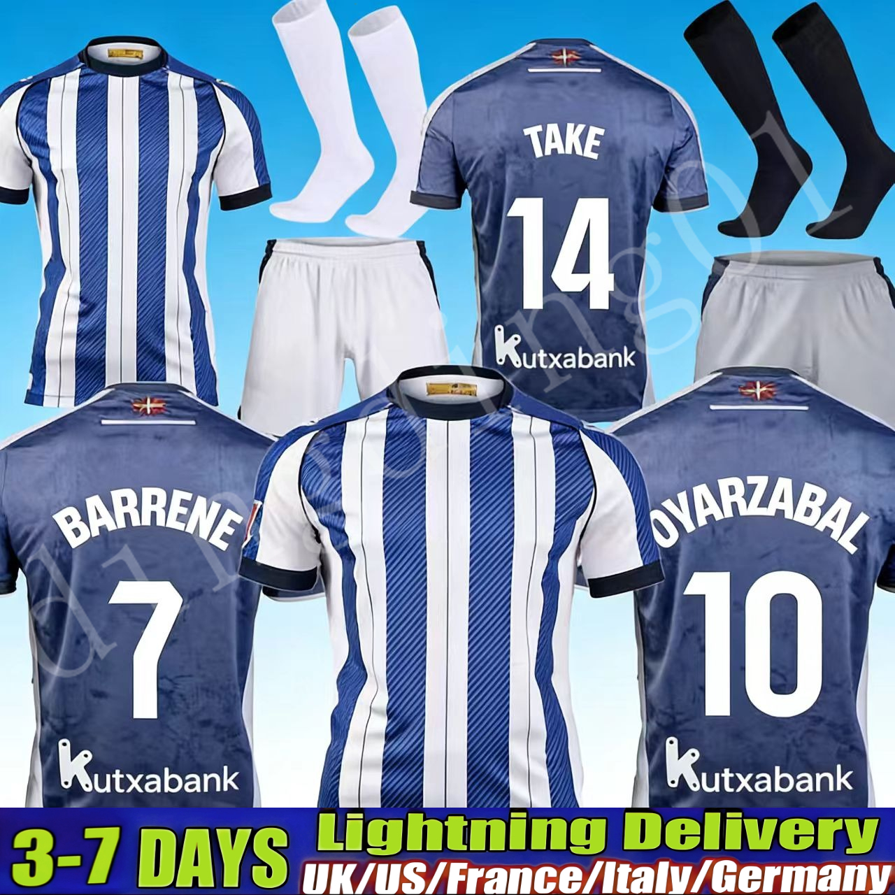 2025 26 Real Sociedad Soccer Jersey BARRENE TIERNEY MERINO OYARZABAL X PRIETO Football Shirt TAKE 25 26 Carlos Fernandez camiseta de futbol Men kids Equipment