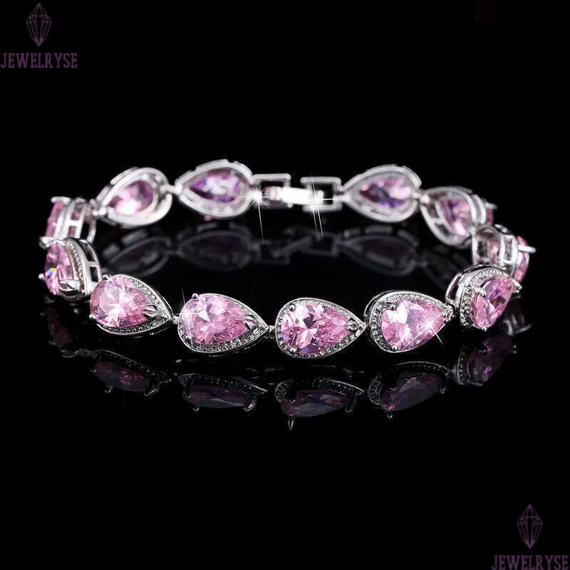 Charm Drop Diamond Tennis Designer Bracelet Woman Pink AAA Cubic Zirconia Copper Crystal Silver Bracelets Womens Engagement Wedding for Bridal Luxury 