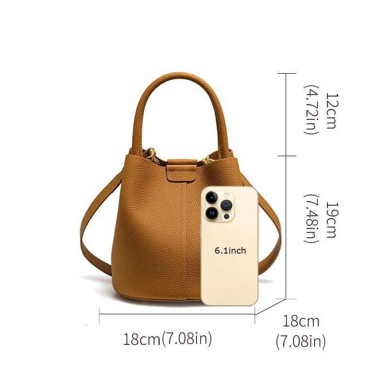 Genuine cowhide lychee pattern wens handbag with single shoder strap large capacity mother-child bag bucket bag Y251211