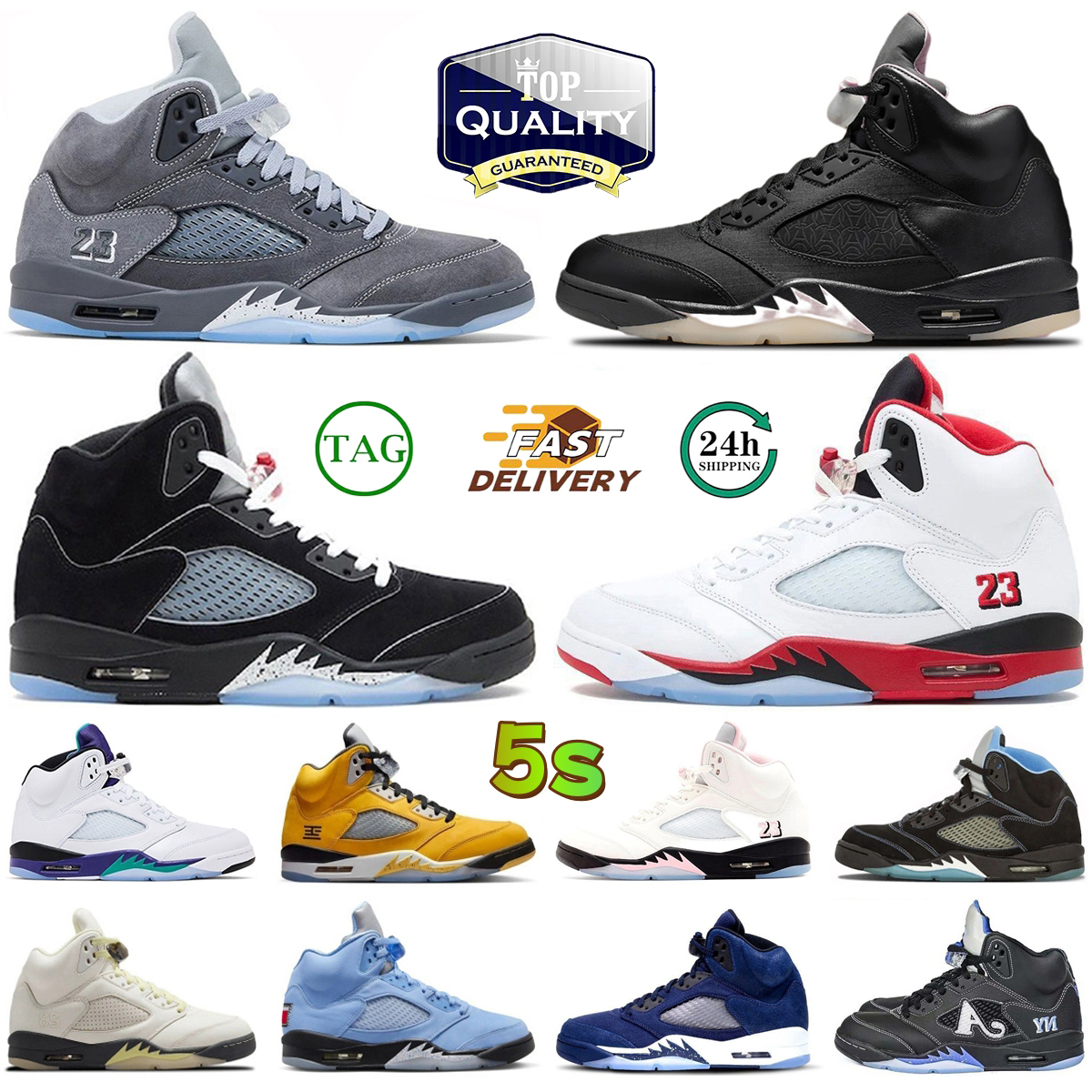 5s designer basketball shoes 5 Wolf Grey Fire Red Black Tongue 35th Anniversary Grape Black Metallic Reimagined Tokyo Awake UNC off noir Men Women trainers Sneakers