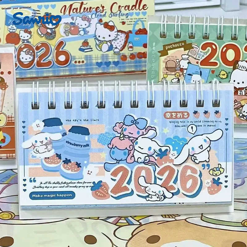 Sanrio 2026 Ins-Style Hello Kitty Pochacco Cinnamoroll Long Desk Calendar - Office Student Desktop Decor New Year Gift Collectible H251212