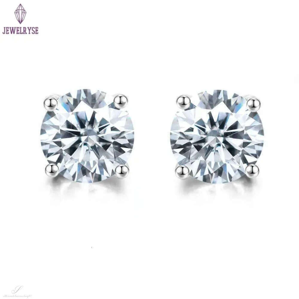Pass Diamond Tester Vvs1 D Color Moissanite Earrings Designer For Women Solid 925 Sterling Silver 4 Prong Stud Earrings Gold Plated Screw Back Mens Je