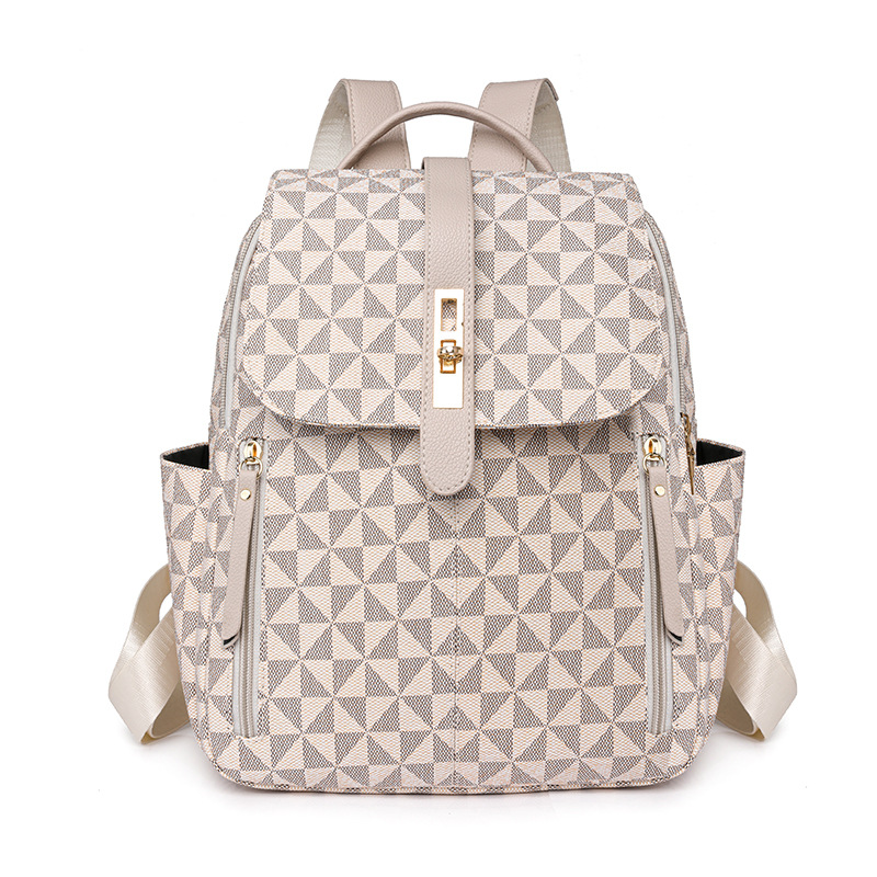 Women New Backpack Retro Simple Design Casual Print Large Capacity School Bag Fashion Trend