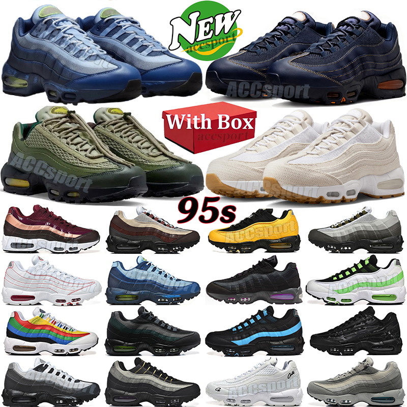 With Box 95 95s Designer Running Shoes Trainers Men Women Triple Black White Anatomy Aegean Storm Stadium Green Red Stardust Neon Outdoor Sports Sneakers Runners