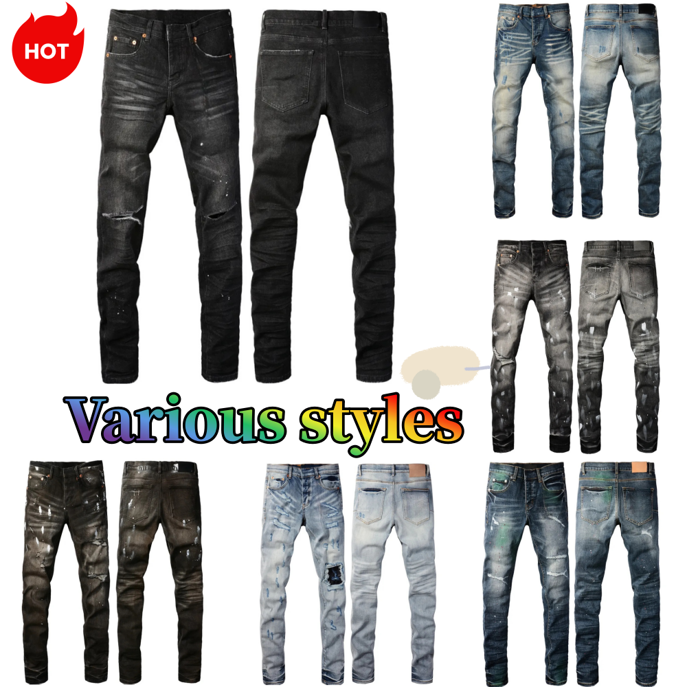 Designer purples Jean For Mens jeans letters Designer Pants Denim Trousers Mens purples brands jeans High Quality Straight Retro Ripped Biker Motorcycle Jean DH