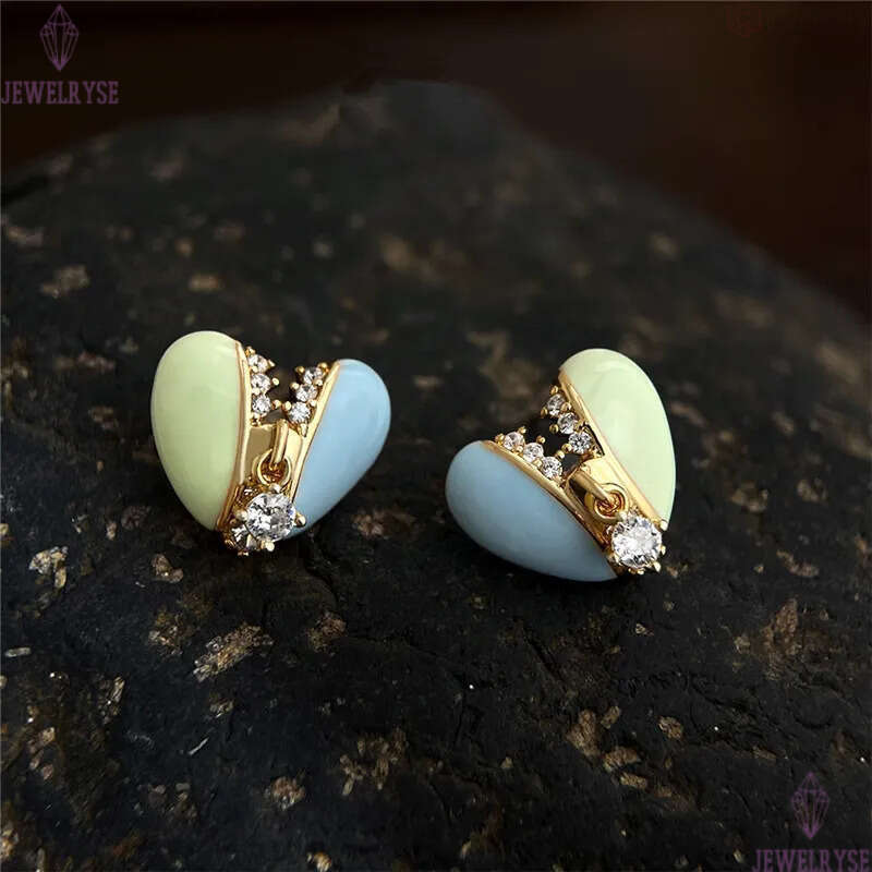 new original sweet heart stud designer earring for woman 18k gold AAA cubic zirconia earrings womens party ear clip jewelry S925 silver needle birthda