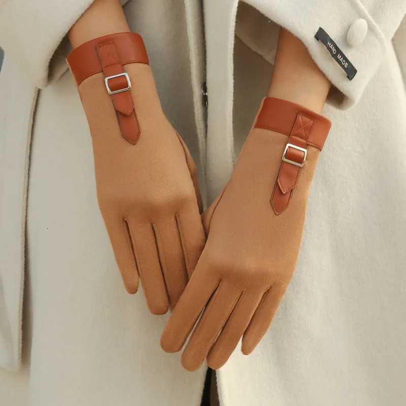 New Women Fashion Elegant Business Style Suede Keep Warm Touch Screen Gloves Drive Skiing Cycling Not Bloated Fleece Y251211