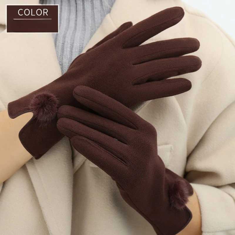 New gloves for women in winter with added velvet insulation German velvet split finger gloves for skiing cycling and driving Y251211