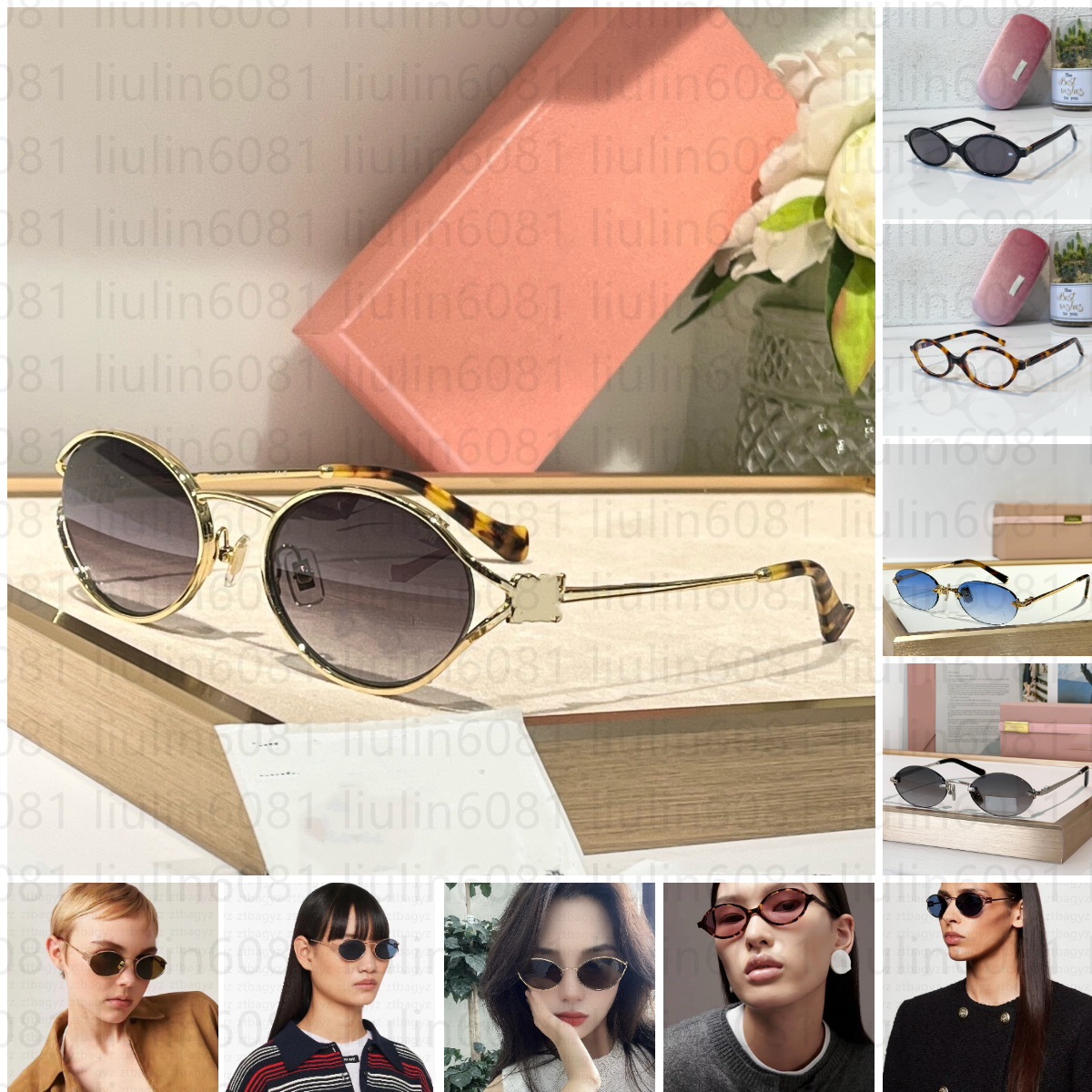 Top Quality luxury sunglasses for women mens muu 04sz Rimless Round Sunglasses with box goggles Metal A54S Summer Fashion Pink Lens UV400 Protection muimmglasses