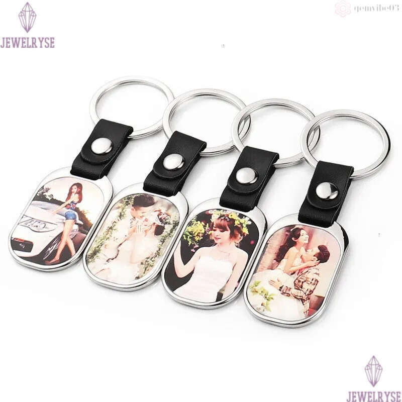 Fashion Thermal Transter DIY sublimation blank kechains leather square round oval kechain photo frame kering Silver Plated Allo Car Ke Ring Souvenir