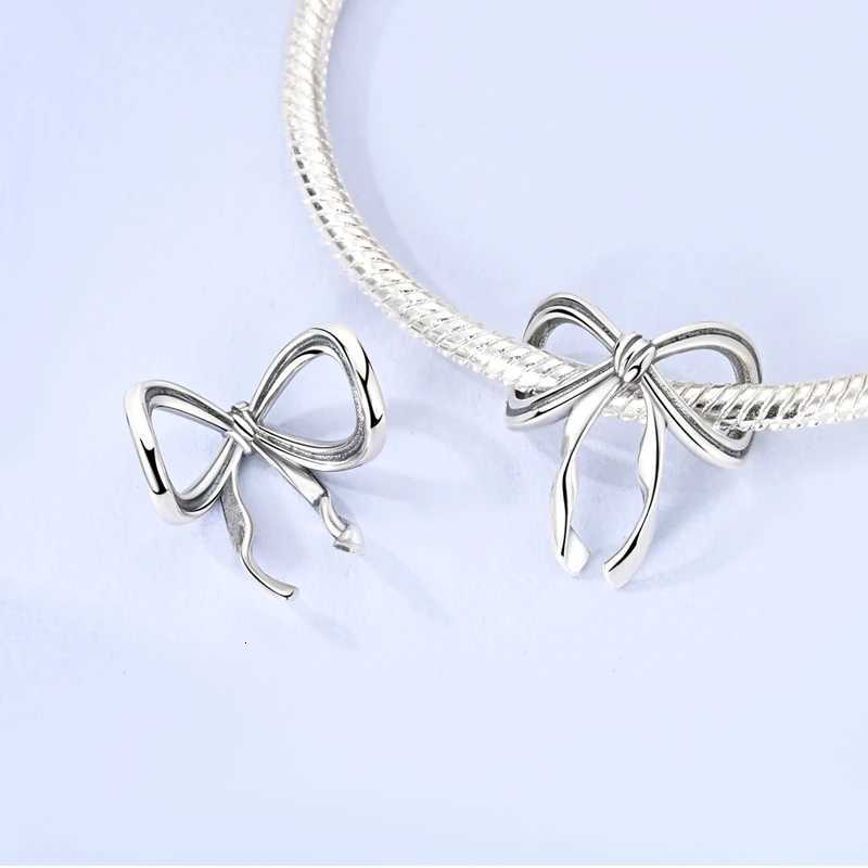 925 Sterling Sier Bowknot Charms Beads Fit Bracelet Pendants Dangle Diy Jewelry Gift Charm For Wen Y251212