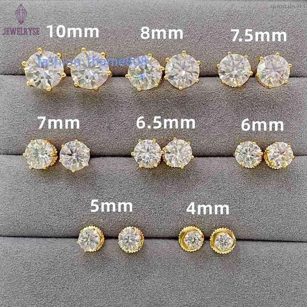 Pass Diamond Tester Classic 6 Prong 925 Sterling Silver Moissanite Screw Back Stud Earrings