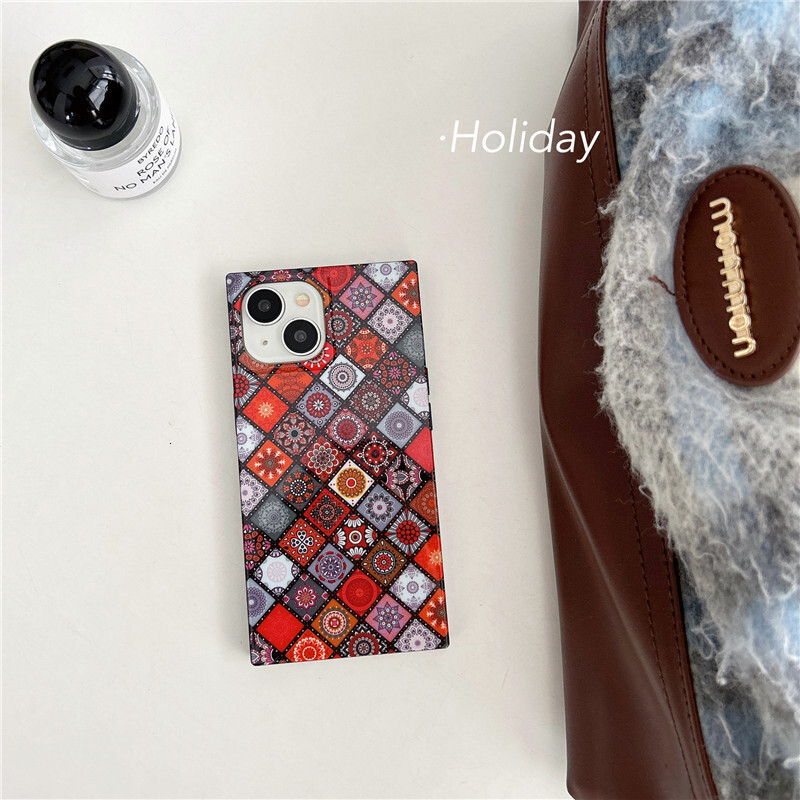 Bohemian Ethnic Style Phone Case Compatible with Apple 17 Pro Max Square iPhone 16 Matte 15 Export 14