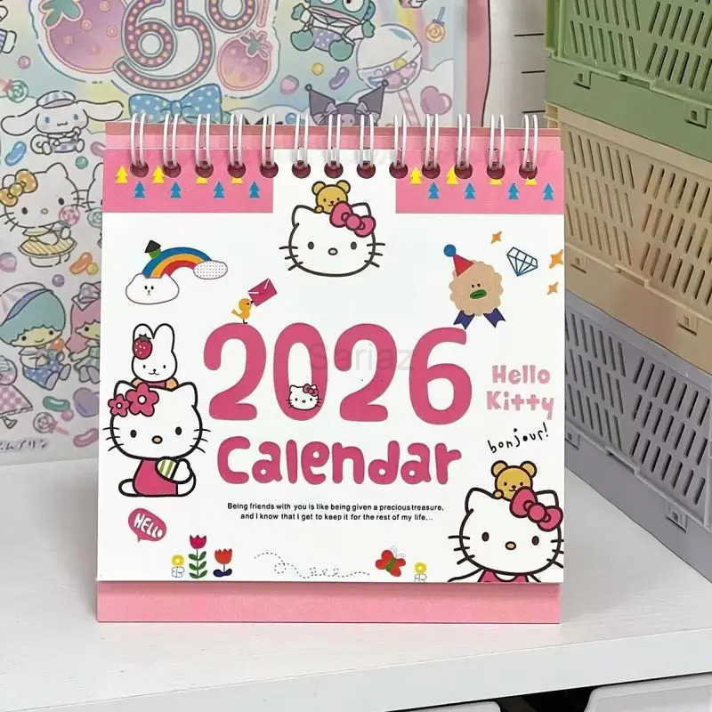 Sanrio 2026 New Hello Kitty Creative Ins-Style Desk Calendar - Cute Cartoon Office Desktop Decoration Gift H251212