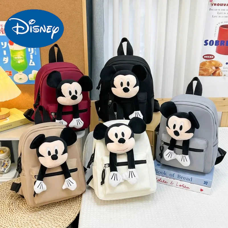 Disney 2025 New Mickey Mouse Childrens Backpack Cute Plush Bag Large Capacity Student Backpack Stylish Bag Children Gift H251212