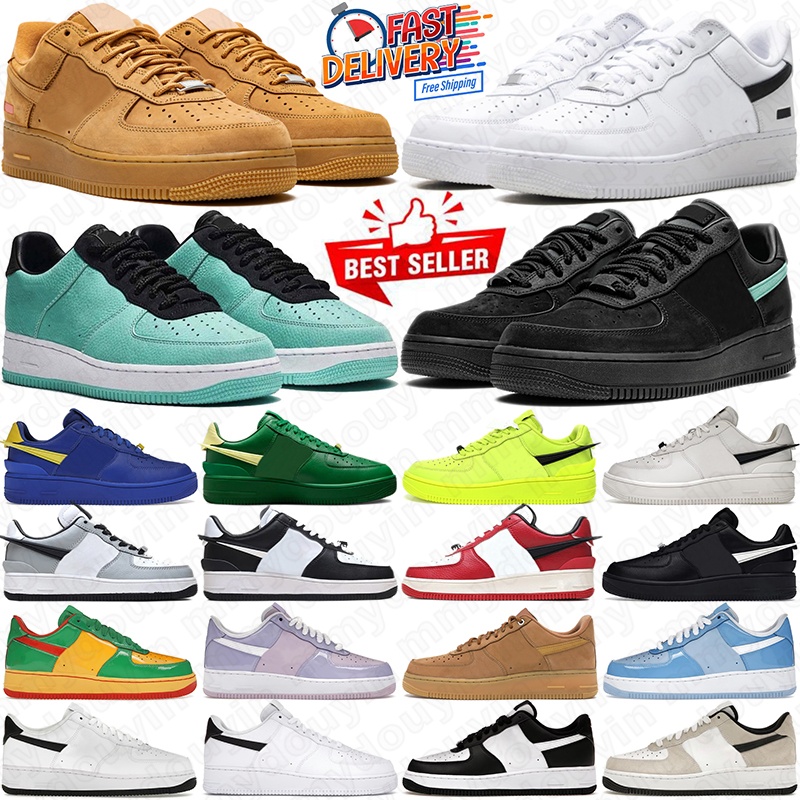 free shipping airforc 1 one af1s running shoes white black panda utility flax wheat mens trainers deisgner outdoor sports sneakers men womens walking jogging