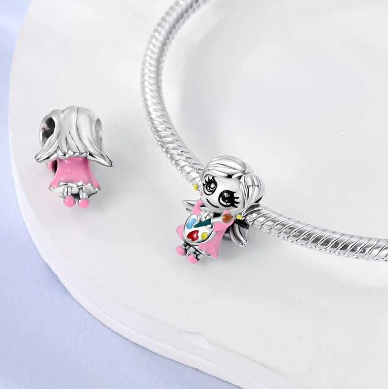 Sier Plated Boy Girl Couple rs Beads Charms Zirconium Dangle Fit Bracelet Necklace Jewelry Wen Y251212