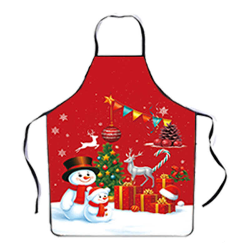 Christmas decorative fabric printed decorative apron with tie straps and waistband for waterproof and oil-resistant use H250823
