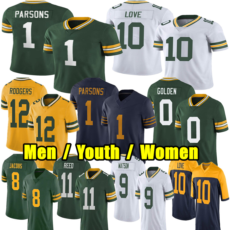 #1 Micah Parsons Football Jersey #0 Matthew Golden Love Josh Jacobs Jayden Reed Edgerrin Cooper Tucker Kraft Xavier McKinney Driver Keisean Nixon Romeo Doubs jerseys