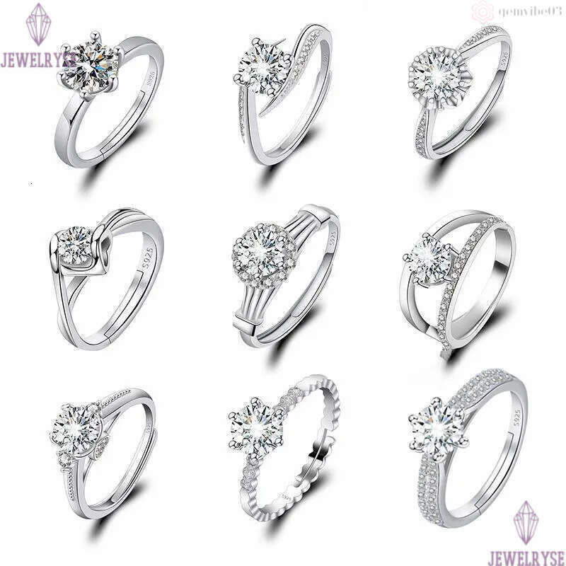 Luxury classic love designer ring for women ins fashion shine crystal diamond silver geometry elegant star rings wedding party jewelry size ajustable