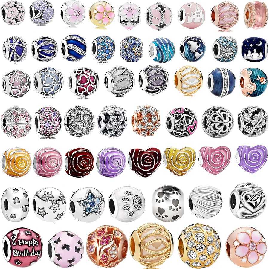 Hot S Fashion Wen Bead Rose in BloSparkling Round Charm Fit 925 Sterling Sier Bracelet DIY Jewelry Y251212