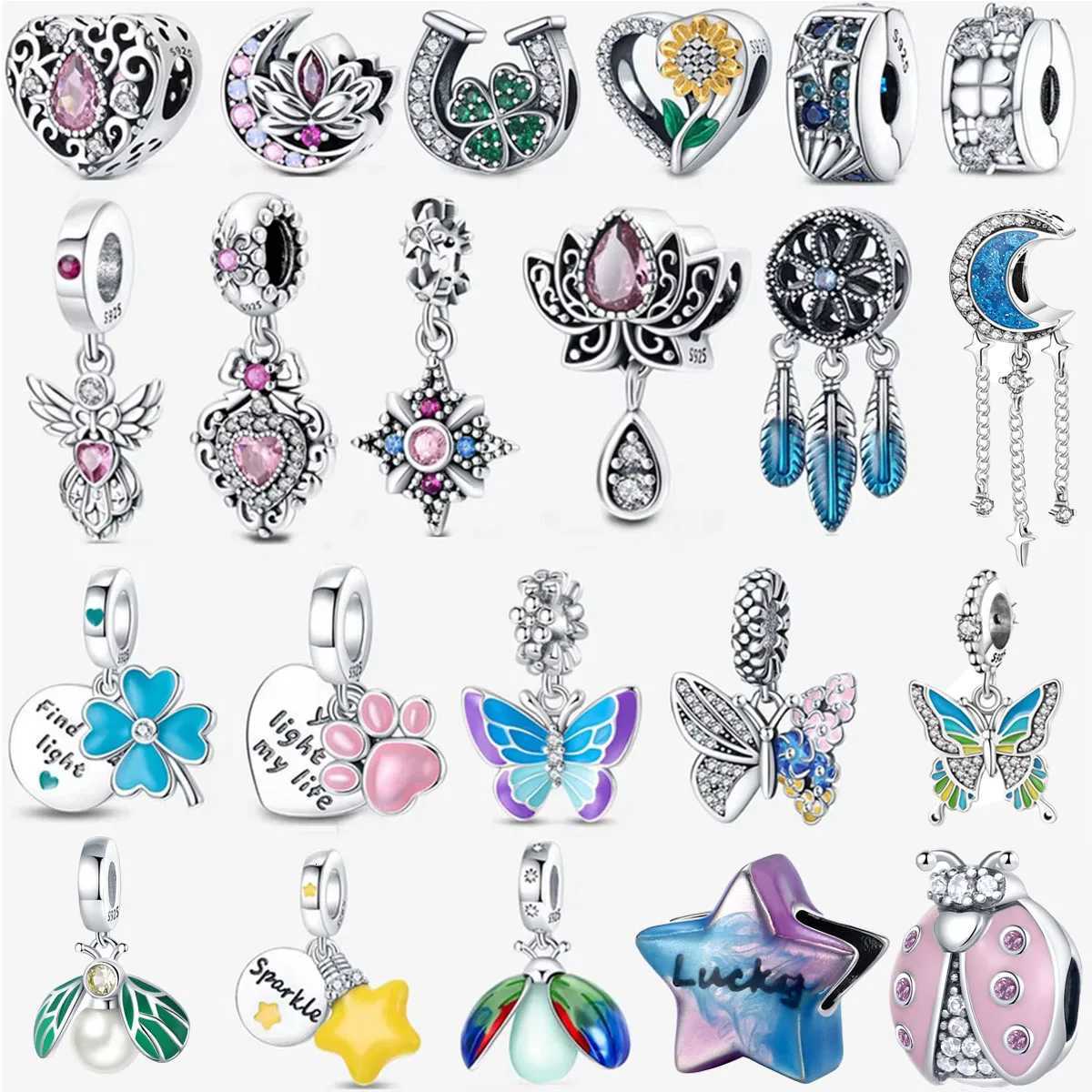 2024 New in Hot S Vintage Lotus She Charm Beads Fits Pan Bracelet Wen 925 Sier Pendant Bead Jewelry Gift Y251212