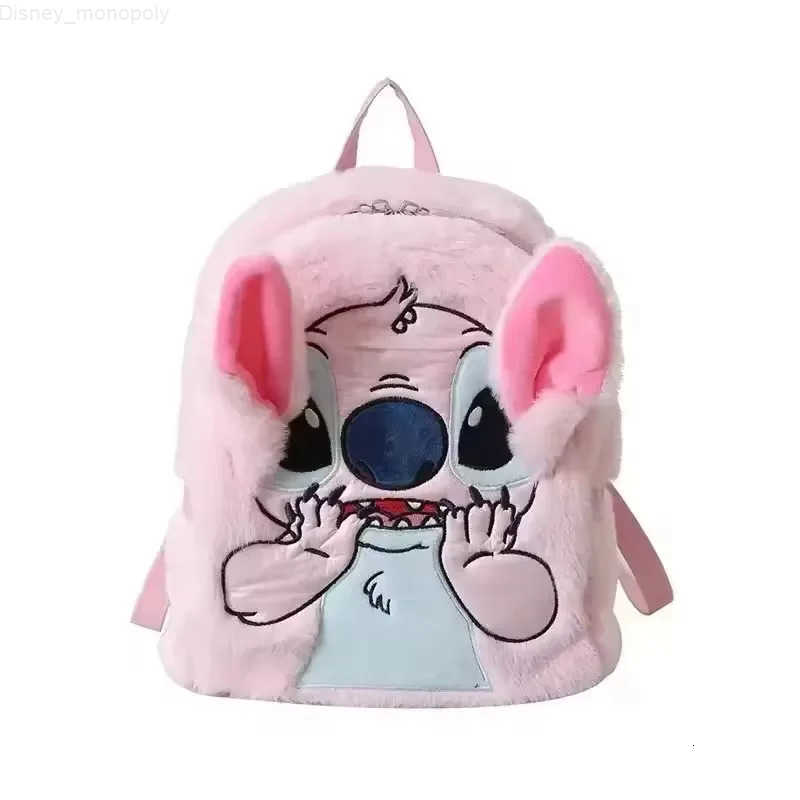 Disney Stitch Plush New Cartoon Backpack Fashion 3d Mini Womens Backpack Large Capacity Cute Childrens Schoolbag High Quality H251212