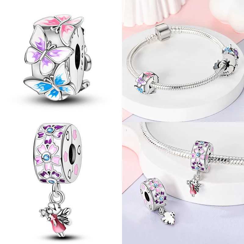 Sier Clips 925 Sterling Sier Stars Moon Sun Daisy Clip Charms Safety Chain Fit Bracelet DIY Jewelry Gifts Y251212