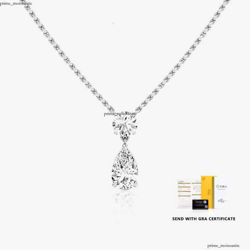 925 Sterling Silver Gold Plated Pear Drop VVS Moissanite Diamond Pendant Necklace Mosanite Women's Jewelry